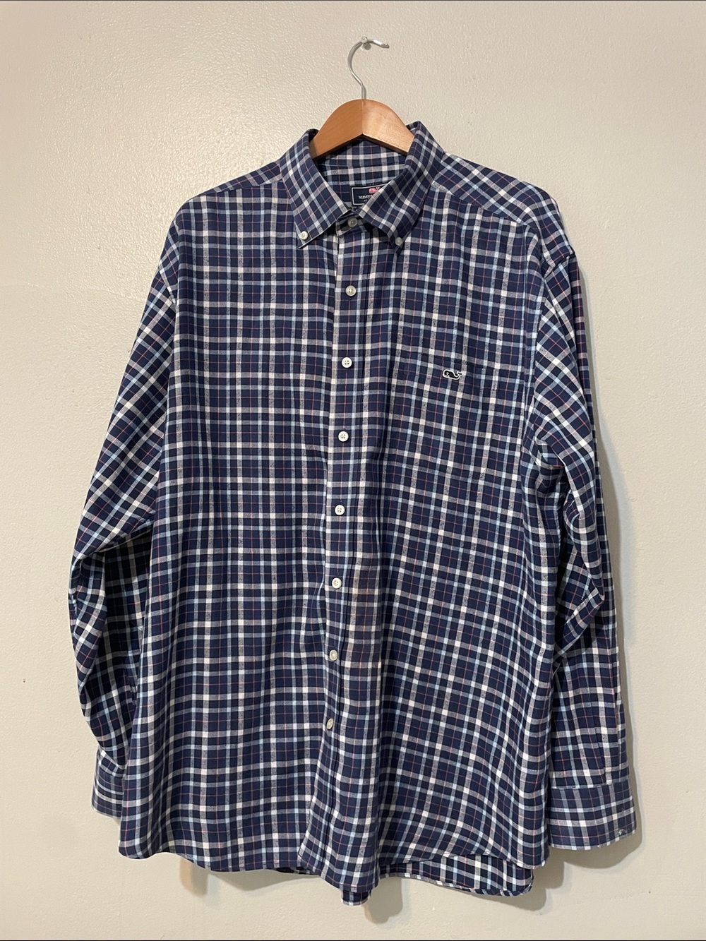 Vineyard Vines Blue and White Plaid Button-Down Shirt